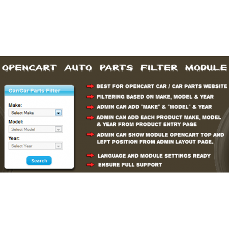 Recherche de pièces de véhicules Opencart - Marque/Modèle/Année